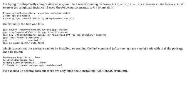 DevOps & SysAdmins: How to install the brotli nginx module properly on debian? смотреть онлайн
