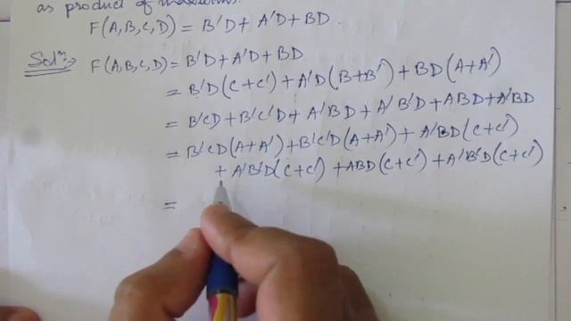 Q. 2.19: Express following function as sum of minterms and product of maxterms: F= B'D + A'D + BD смотреть онлайн
