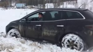 Mazda CX-7 по снегу off-road , бездорожье, весна, март +2