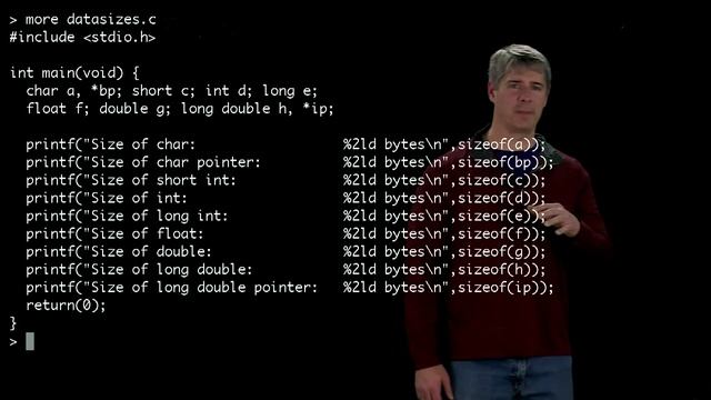 datasizes.c: sizes of C data types (Kevin Lynch) смотреть онлайн