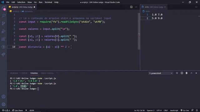 URI 1015 - Distância Entre Dois Pontos ( Resolução em JavaScript ) | URI Online Judge смотреть онлайн