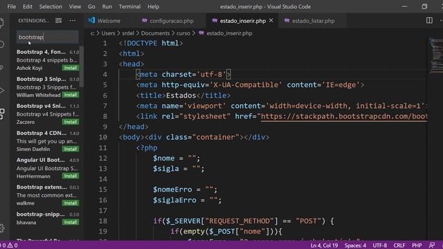 [Projeto Integrador III] 24 - Extensão do Bootstrap para o VS Code смотреть онлайн