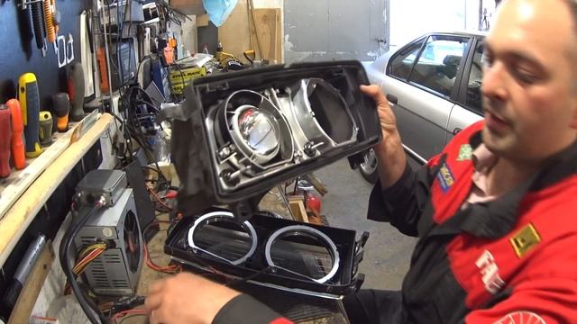 Тюнинг фар на BMW e36, установка биксеноновых линз,кристал ангельских глаз смотреть онлайн