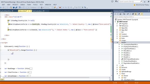 Part 36- Cascading dropdown list using Jquery and Partial View in ASP.NET MVC смотреть онлайн