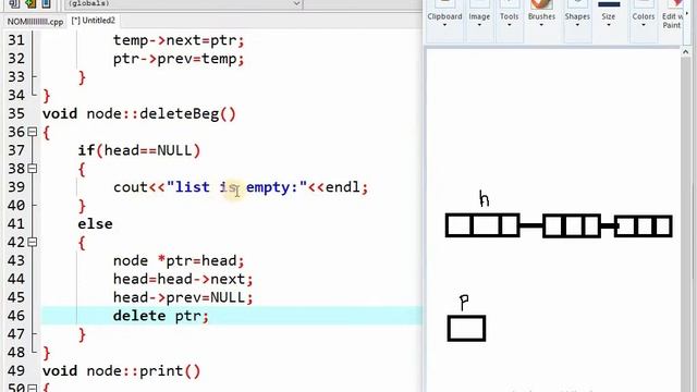 Delete a node at the Beginning/start of doubly linked list in C++ смотреть онлайн