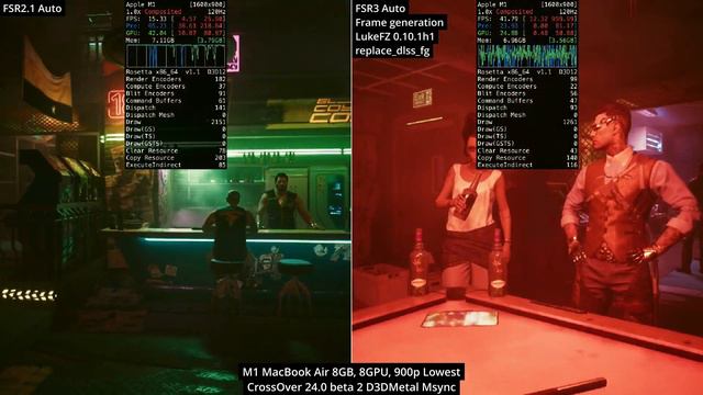 Cyberpunk 2077 FSR3 Frame Generation On Mac Using CrossOver 24
