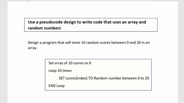 N5 Computing Science SQA Guidance array with random numbers смотреть онлайн