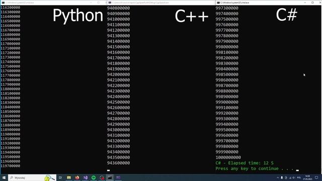 Python vs C++ vs C# Speed Comparison смотреть онлайн