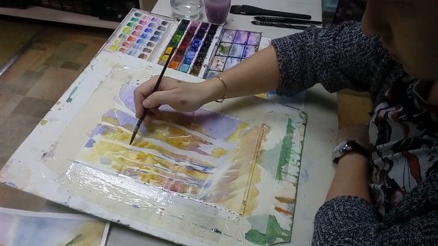 Мастер-класс Антона Лазарева "Пейзаж с березами по-мокрому" смотреть онлайн