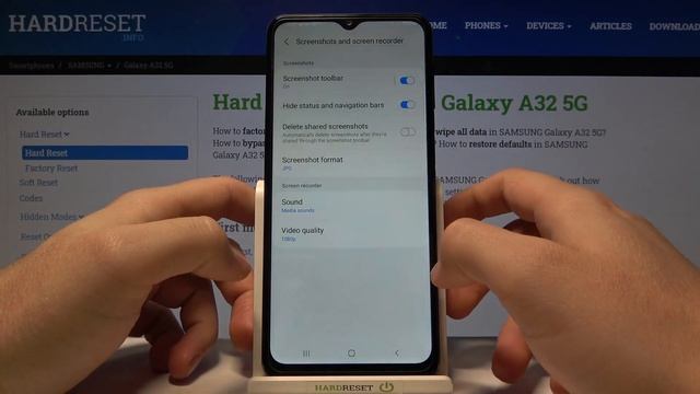 Samsung Galaxy A32 - Hide Navigation Status Bars On Screenshot / Android 11 / One UI 3.0