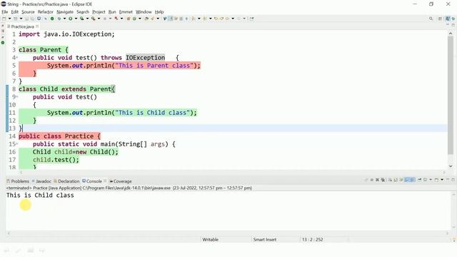 Method overriding with Exception Handling in java || part 3 || Shyam Sundar смотреть онлайн