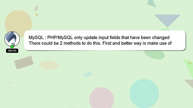 MySQL : PHP/MySQL only update input fields that have been changed смотреть онлайн