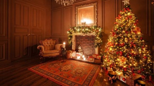 Cozy New Year's Eve ? Happy New Year Music 2023? Traditional Christmas Music With Fireplace Sound