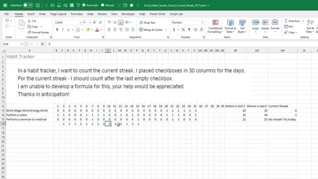 Excel Habit Tracker Count Current Streak - Episode 2517 смотреть онлайн