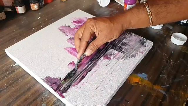Abstract Landscape Painting Demo / Fluid Acrylics / Easy For Beginners / Daily Art Therapy /Day#027