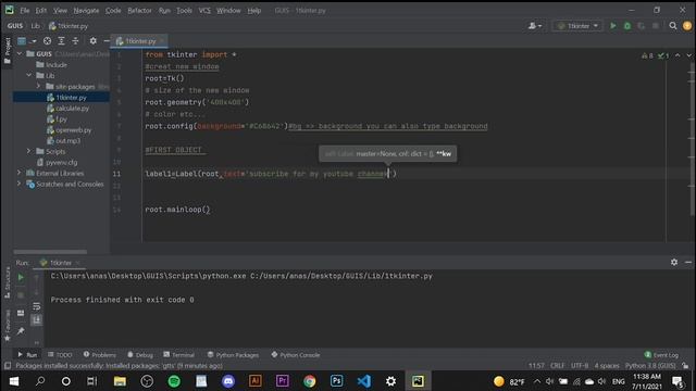 #1 python :Tkinter creat window and label смотреть онлайн