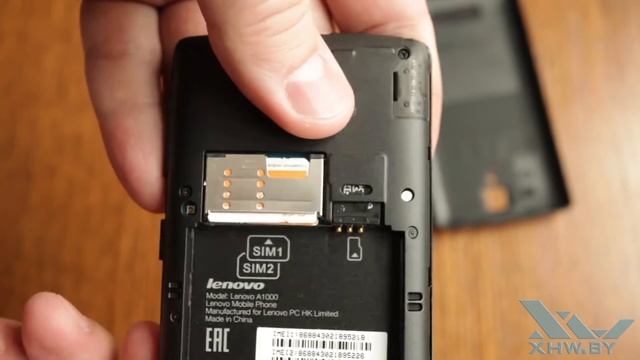 Как вставить SIM-карту в Lenovo A1000 (XHW.BY) смотреть онлайн