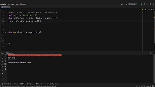 Kotlin with Copilot: Add "!" to the end of a sentence смотреть онлайн
