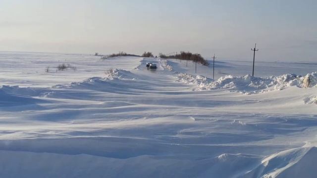 Попали в снежный плен на трассе Духовницкое - Пугачев  16 марта 2022 Саратовская область