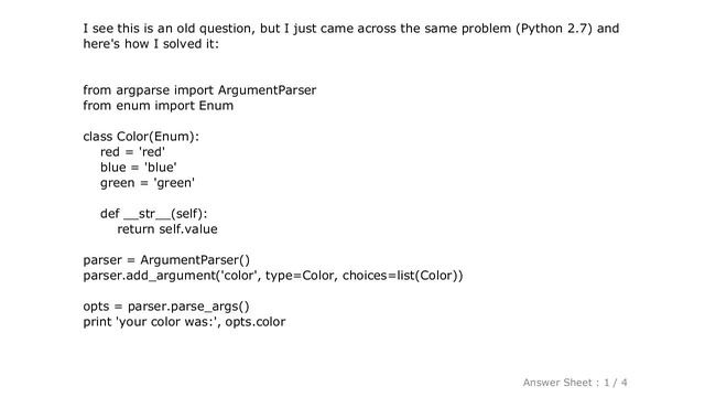 PYTHON : Support for Enum arguments in argparse смотреть онлайн