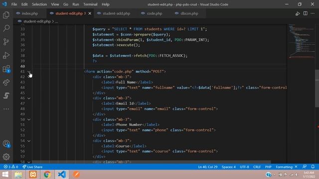 PHP PDO using bindParam() CRUD 3: How to edit & update data using bindParam() function in PDO PHP смотреть онлайн