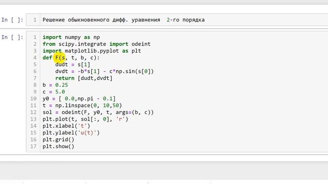 Решение ОДУ 2 порядка в Python смотреть онлайн