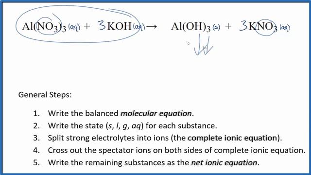 How to Write the Net Ionic Equation for Al(NO3)3 + KOH = Al(OH)3 + KNO3 смотреть онлайн