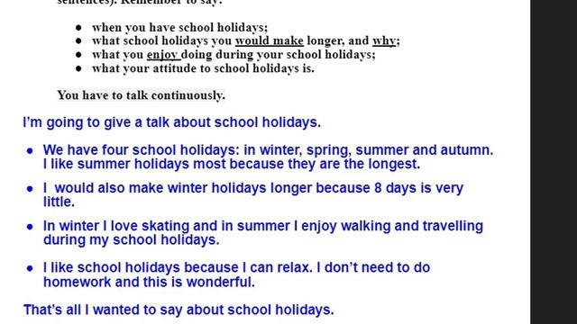 Task 3. School holidays. смотреть онлайн