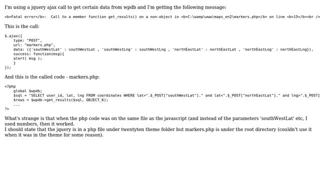 Wordpress: Can't use get_results() in ajax query смотреть онлайн