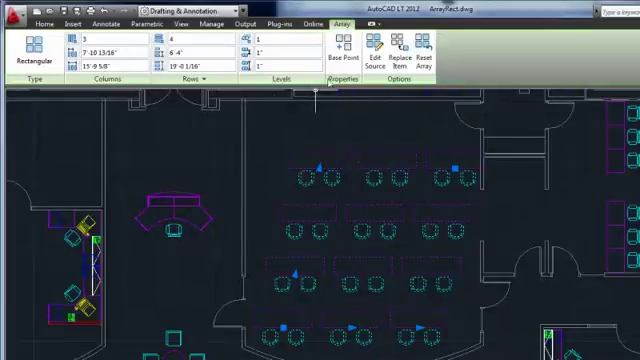 AutoCAD LT 2012: Rectangular Arrays смотреть онлайн