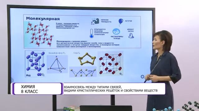Химия. 8 класс. Взаимосвязь между типами связей, видами кристаллических решеток /19.02.2021/ смотреть онлайн