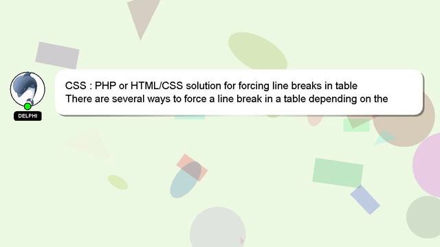 CSS : PHP or HTML/CSS solution for forcing line breaks in table смотреть онлайн
