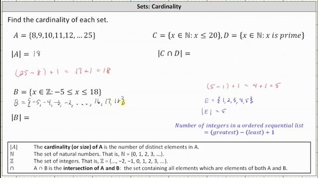 Determine the Cardinality of Sets: Set Notation, Intersection смотреть онлайн