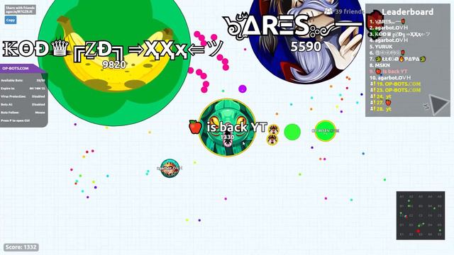 AGARIO 60 000+ SCORE TAKEOVER WITH BOTS // OP-BOTS.COM смотреть онлайн