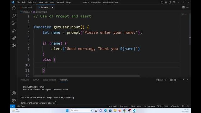 How to use prompt and alert in TypeScript to Get User Inputs смотреть онлайн