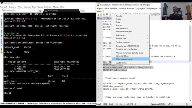 Auditoria Oracle - Mudando as tabelas de auditoria de tablespace смотреть онлайн