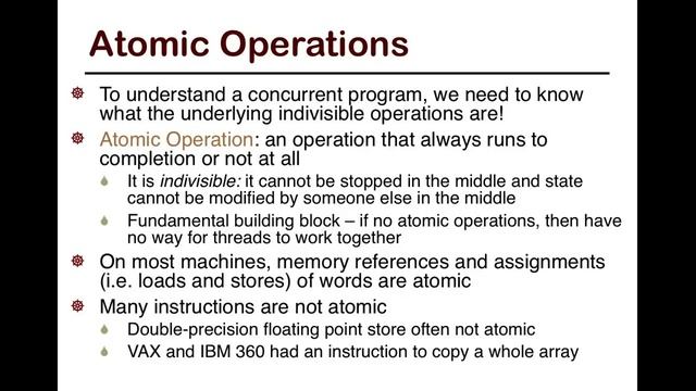 19. SFU CMPT 300: Multithreaded programs and atomic operations смотреть онлайн