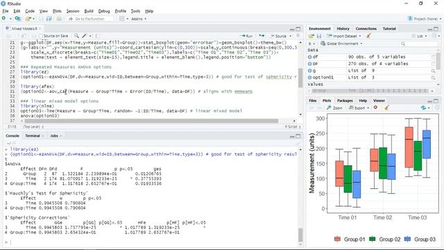 Repeated Measures ANOVA & Linear Mixed Models in RStudio смотреть онлайн