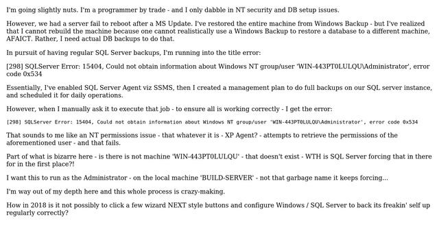 What does [298] SQLServer Error: 15404, Could not obtain information about Windows NT group/user... смотреть онлайн