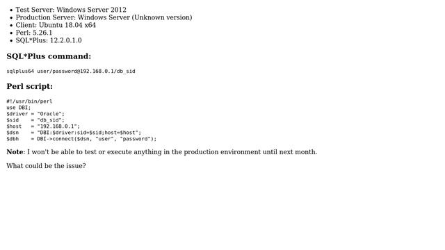 Databases: Oracle: Connects with sqlplus but not from perl смотреть онлайн