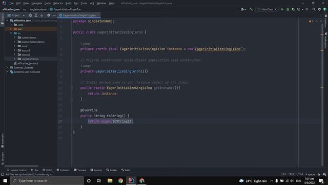 Singleton design pattern (Eager initialize singleton) in java смотреть онлайн