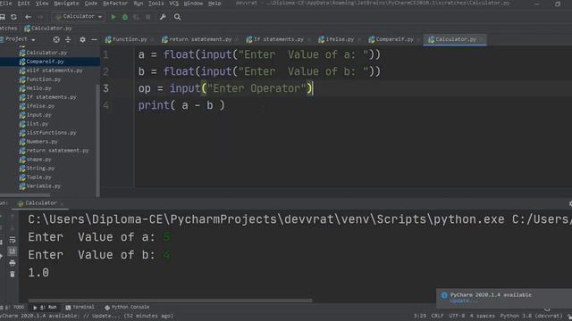 1.4.4 Simple Calculator using if else in python programming Hindi I Python Programming for beginner смотреть онлайн
