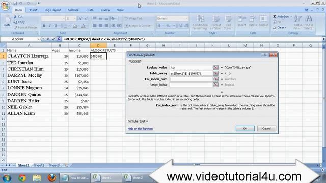 HOW TO USE VLOOK UP EXCEL 2007 Excel Forumlas смотреть онлайн