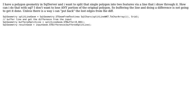 GIS: Split a polygon using SqlServer geometry type смотреть онлайн
