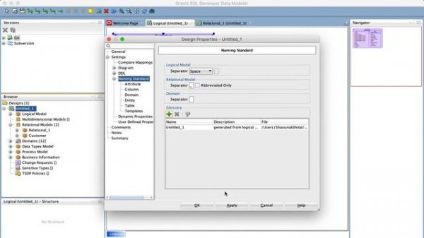 Oracle SQL Developer Data Modeler (SDDM) - How to apply Glossary?