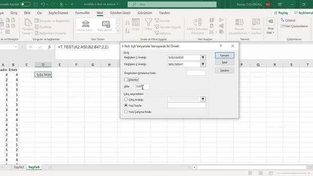 Excel'de T- Testi ve ANOVA (F) Testi смотреть онлайн