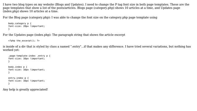 Wordpress: Change Size of P Tag on One Page Template смотреть онлайн