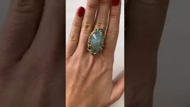 Украшения из серебра. Кольцо Варна с аквамарином. Завод Gem Silver. смотреть онлайн