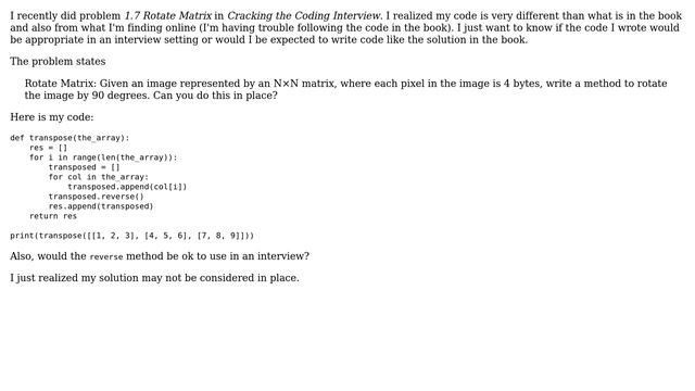 Code Review: Rotate matrix 90 degrees смотреть онлайн