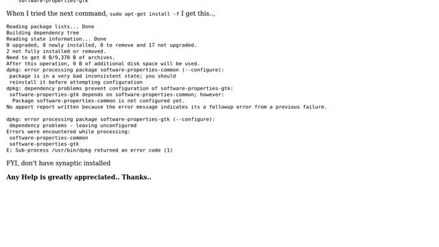 Ubuntu: dpkg: error processing package, Could not install any package смотреть онлайн